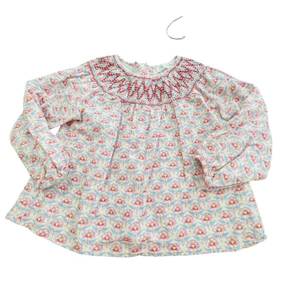 Zara Girls 3 Youth Lightweight Floral Long Sleeve Shirt Smocked New - Picture 1 of 5